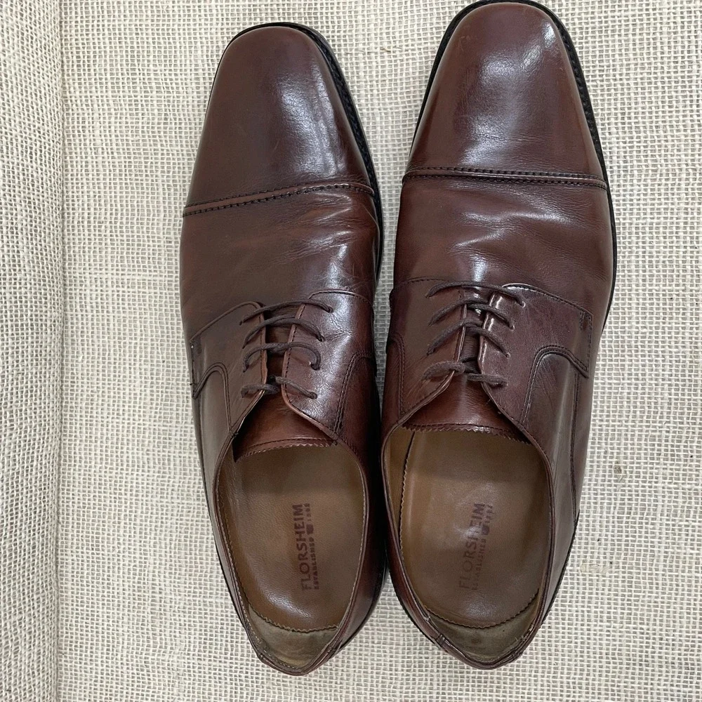 Florsheim Mens Brown Leather Cap Toe Derby Dress‎ Shoes 13159-208 Size 13 D